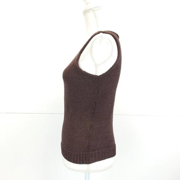 Theory Brown Knit Merletto Shell Sleeveless Sweater Top - Picture 10 of 14